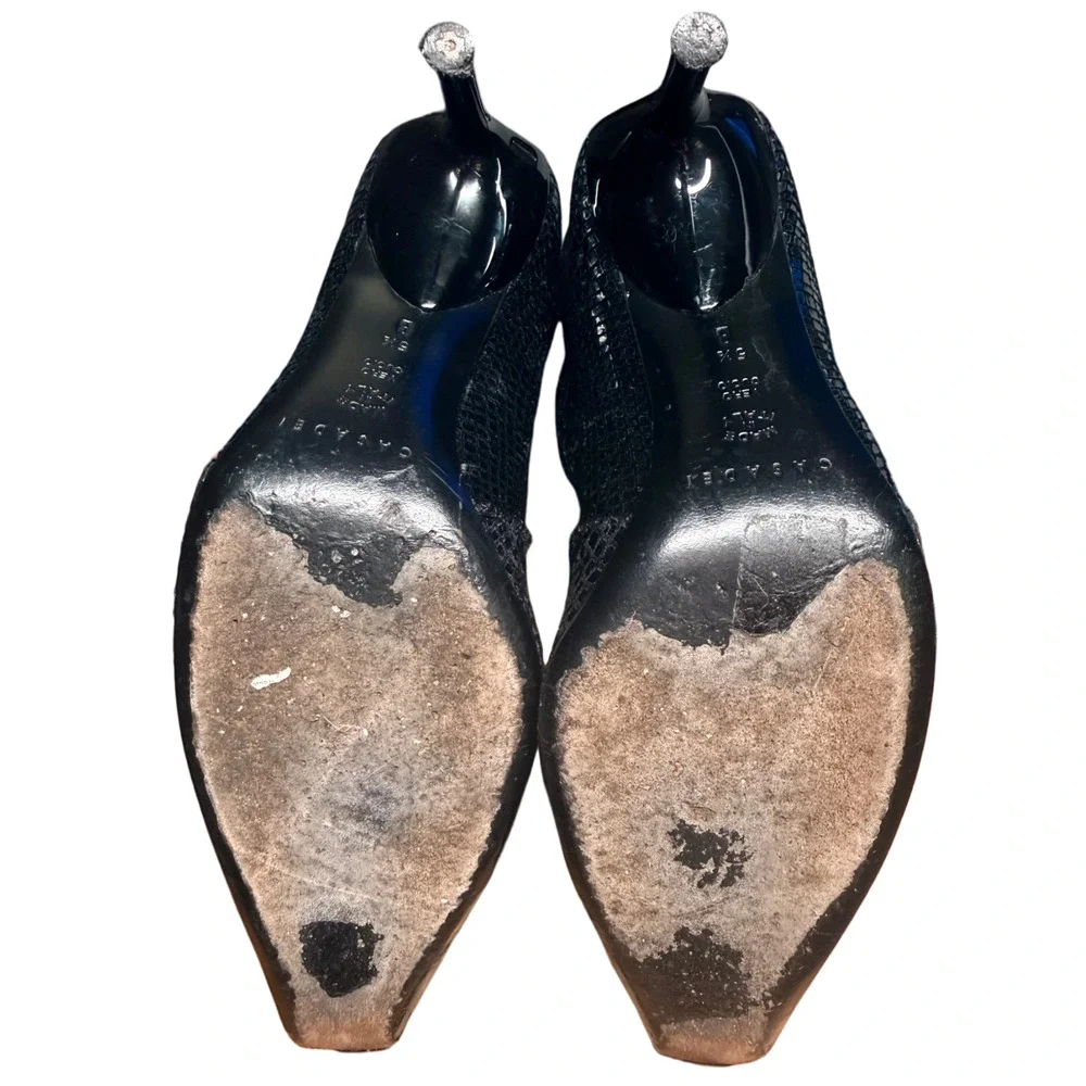 Casadei Women s 5.5B/US 7.5-8 Boots Snake Embossed Fabric Stiletto Heel Italy
